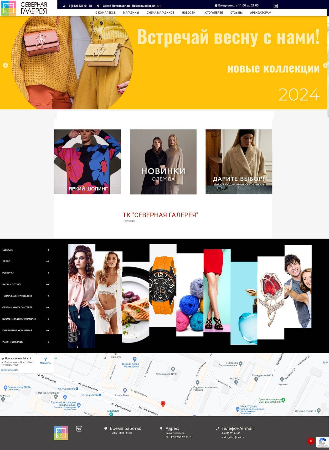 разработка сайта и веб дизайна для ТЦ Северная Галерея